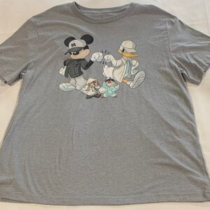 Disney Gray Short Sleeve Tee with Mickey and Donald